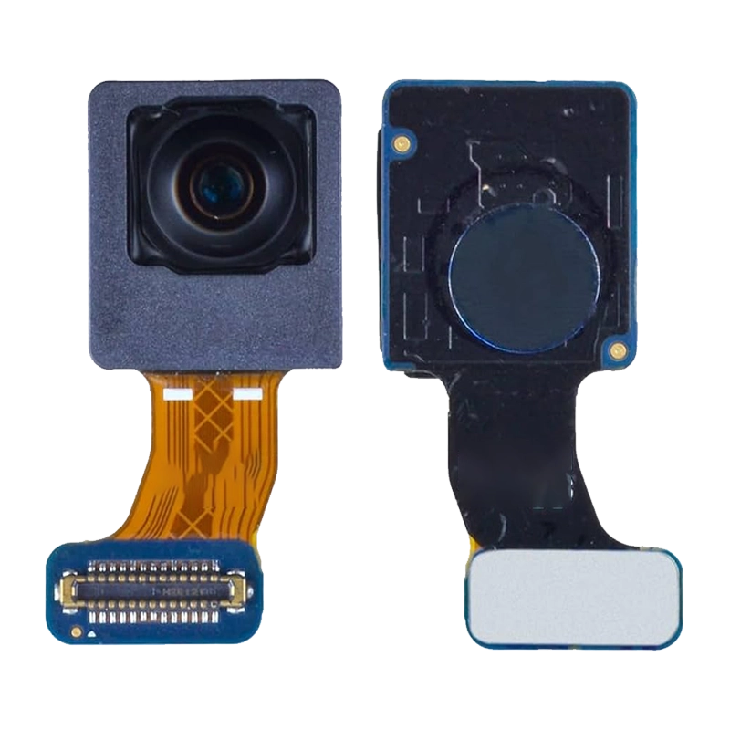 Replacement front selfie camera module for Samsung S24. Premium optical sensor spare part for wholesale repair inventory.
