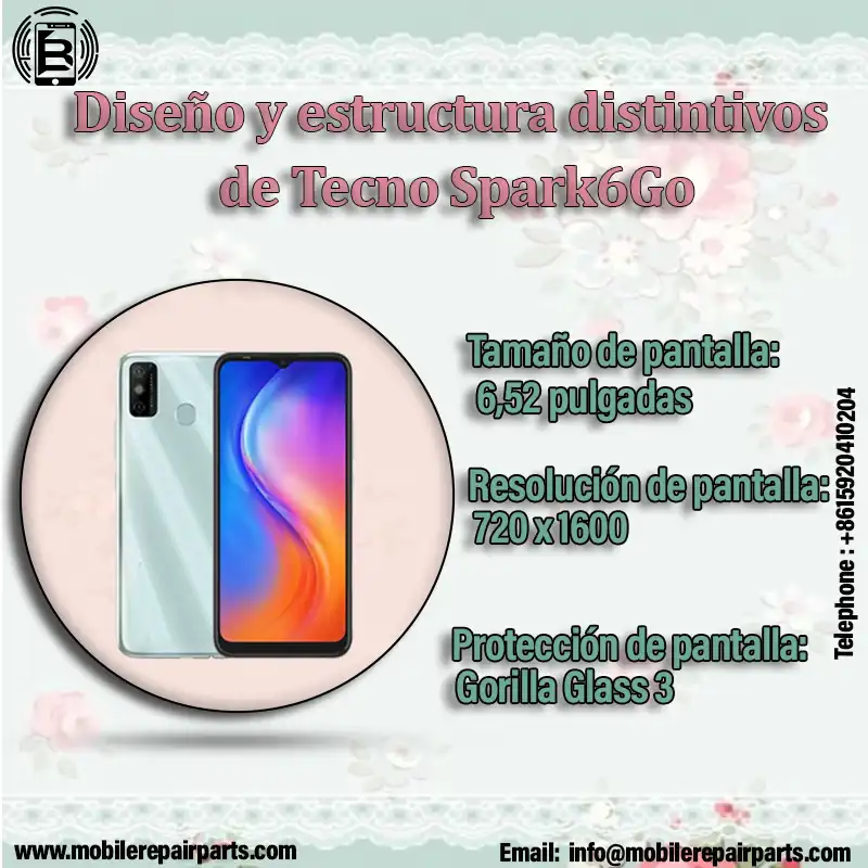 Diseño y estructura distintivos de Tecno Spark6Go