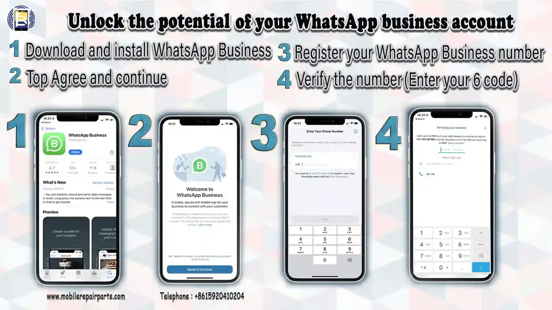 download& register WhatsApp Business