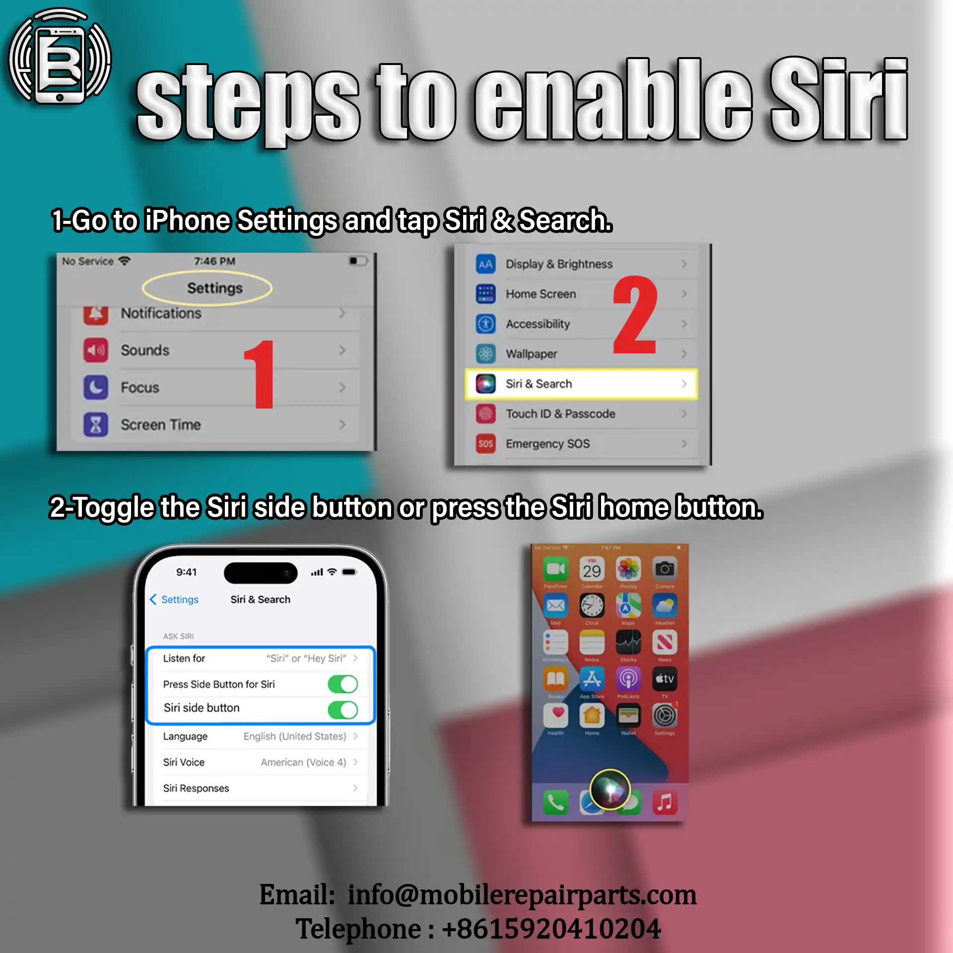 steps to enable Siri, Siri in iPhone