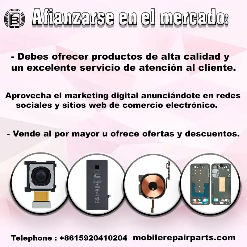Para afianzarte en el mercado, debes ofrecer productos de alta calidad y un excelente servicio de atención al cliente. Aprovecha el marketing digital anunciándote en redes sociales y sitios web de comercio electrónico, al por mayor u ofreciendo ofertas y descuentos.