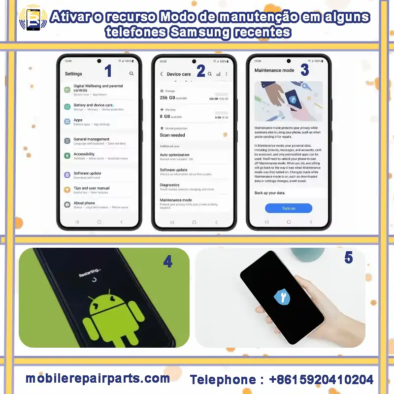 Ative o recurso de modo de manutenção em alguns telefones Samsung recentes