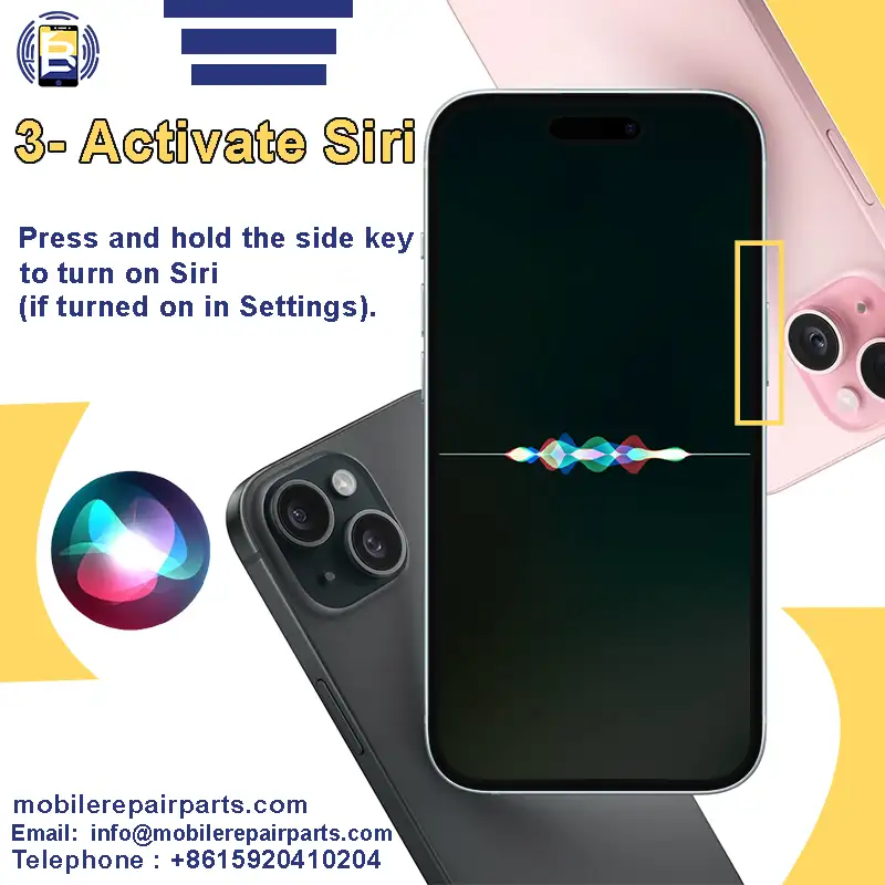 Activate Siri (Side button), iPhone 15