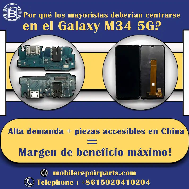 Los repuestos Samsung M34 asequibles importados de China tienen una gran demanda en América Latina y aumentan los márgenes de beneficio.