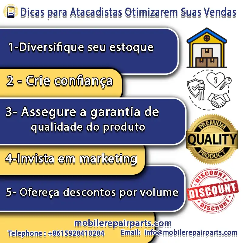 Dicas para Atacadistas Otimizarem Suas Vendas, Diversifique seu estoque, Ofereça descontos por volume, Invista em marketing.