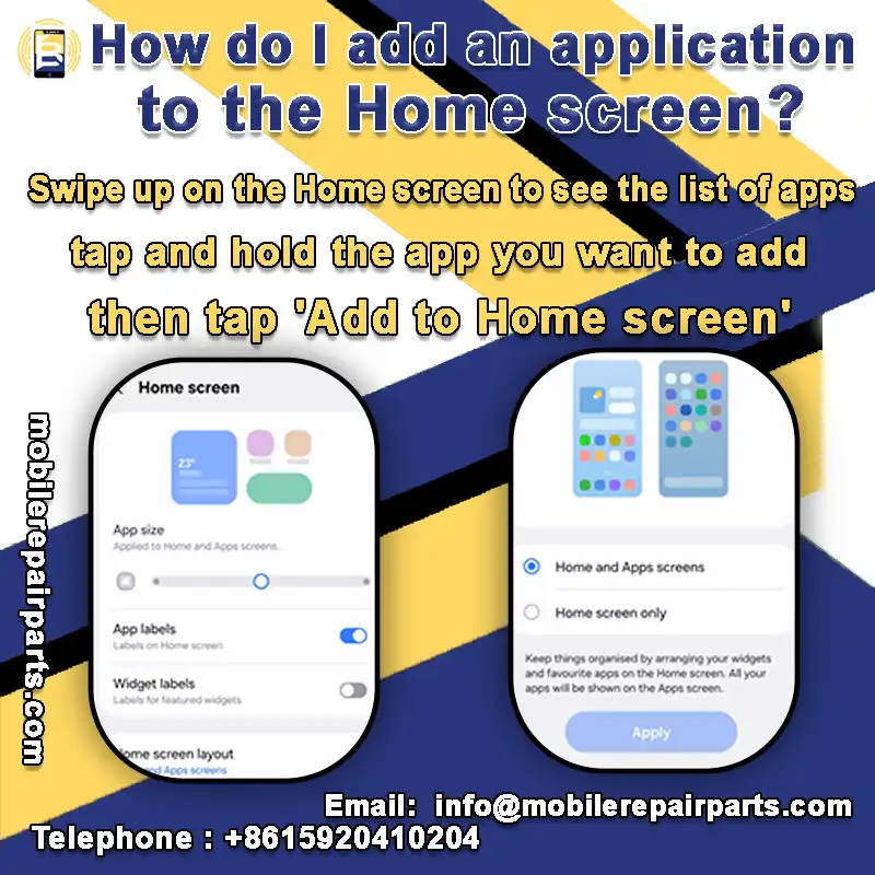 How do I add an application to the Home screen
