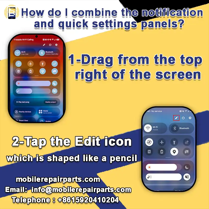 How do I combine the notification and quick settings panels