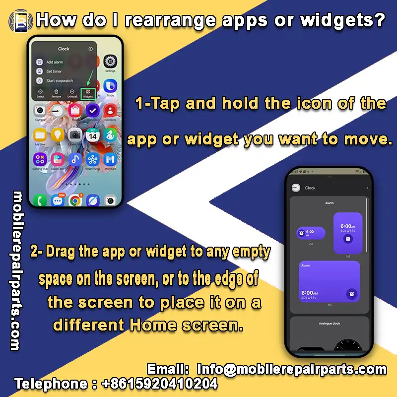 How do I rearrange apps or widgets
