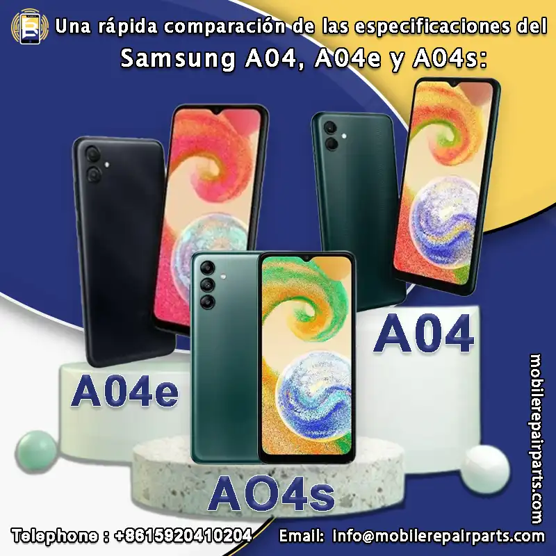 Una rápida comparación de las especificaciones del Samsung A04, A04e y A04s.