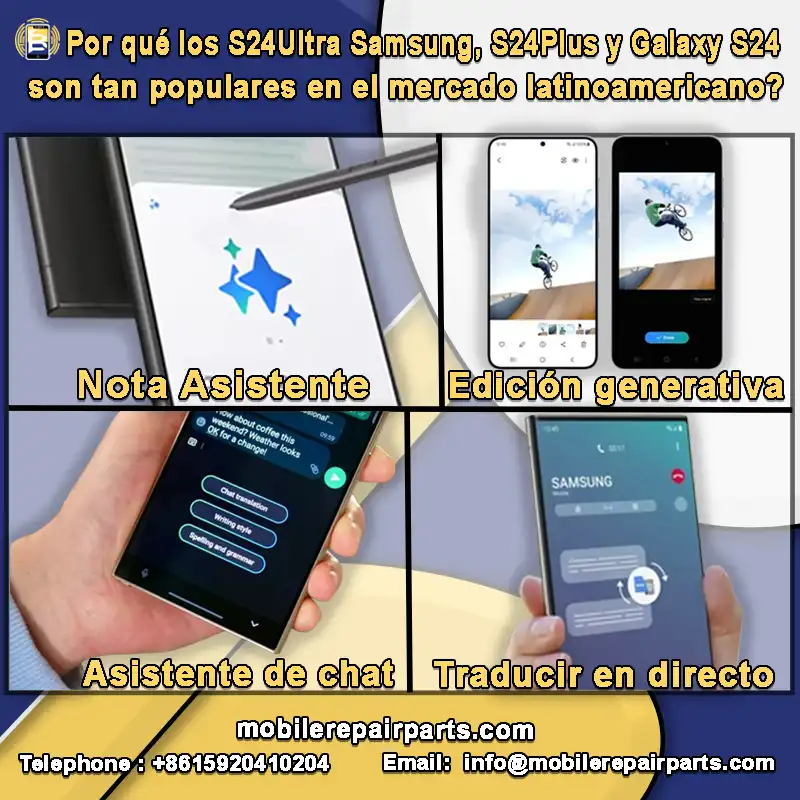 ¿Por qué los S24Ultra Samsung, S24Plus y Galaxy S24 son tan populares en el mercado latinoamericano?La popularidad de la serie S24 se debe a su avanzada tecnología, funciones de IA, resumen de textos y mejora de imágenes. La serie S24 incluye funciones avanzadas de IA, como Galaxy AI.