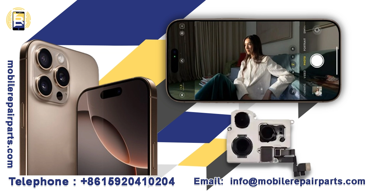 Ad for mobile phone camera repair showing phones and a camera module