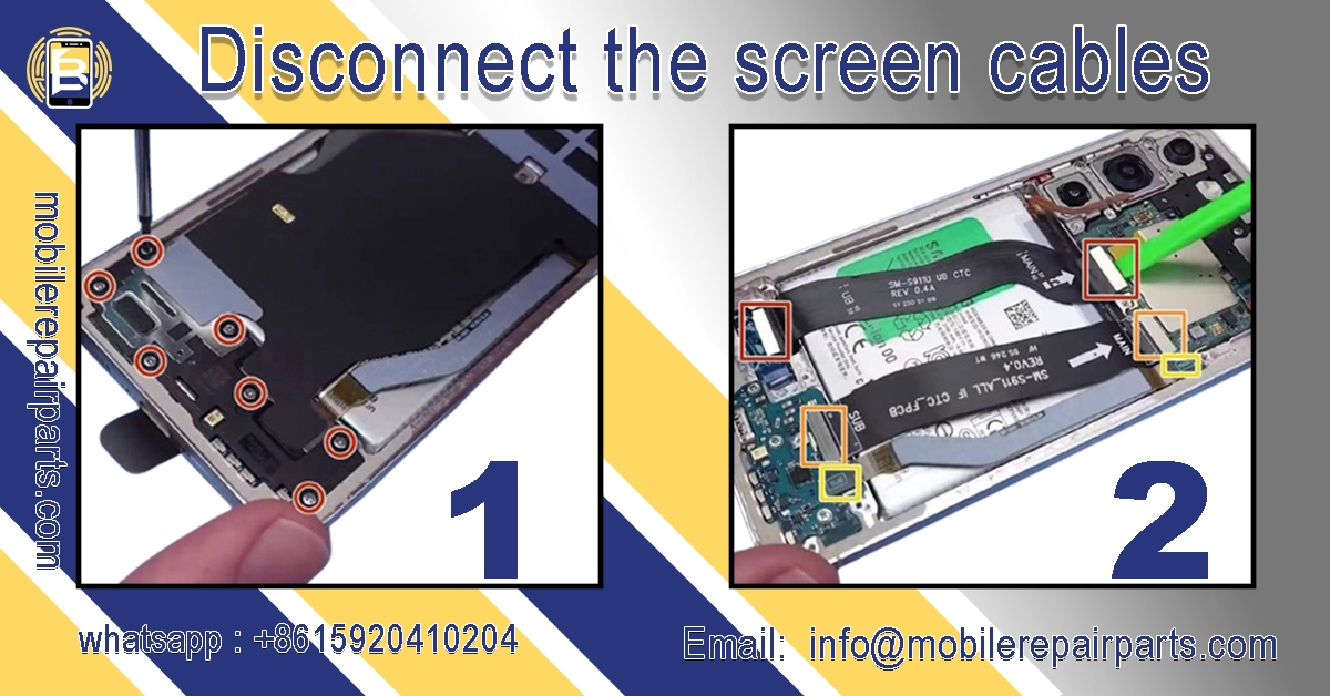 Disconnecting the Samsung S23 Ultra display cables.
