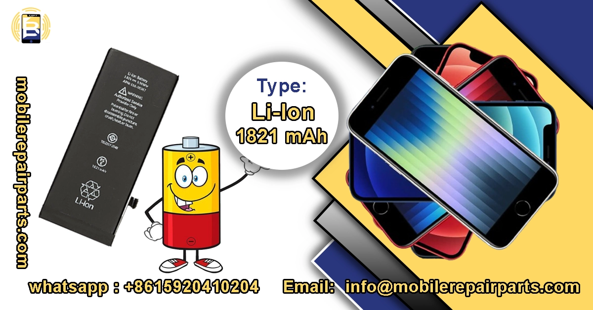 Li-ion 1821 mAh replacement battery with cartoon and phones