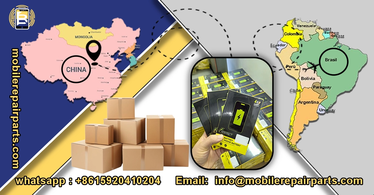 Wholesale iPhone 15 Plus batteries imported from China to Latin America with competitive prices, fast shipping, OEM options, and certified quality.
