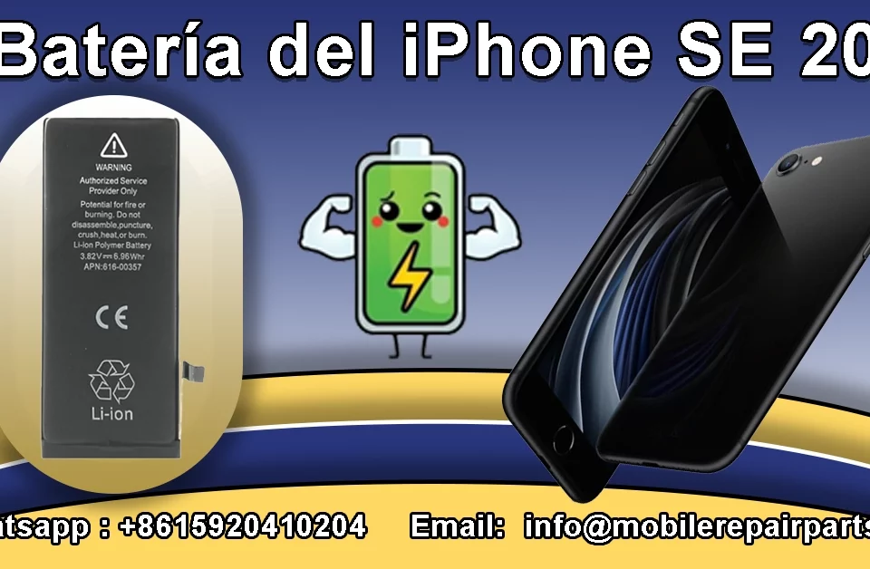 Replacement battery for iPhone SE 2020 with contact details