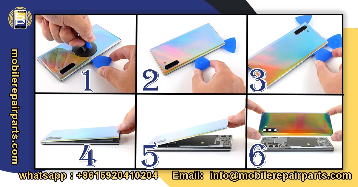 Pasos para retirar el cristal trasero de un Samsung Note 10 con herramientas