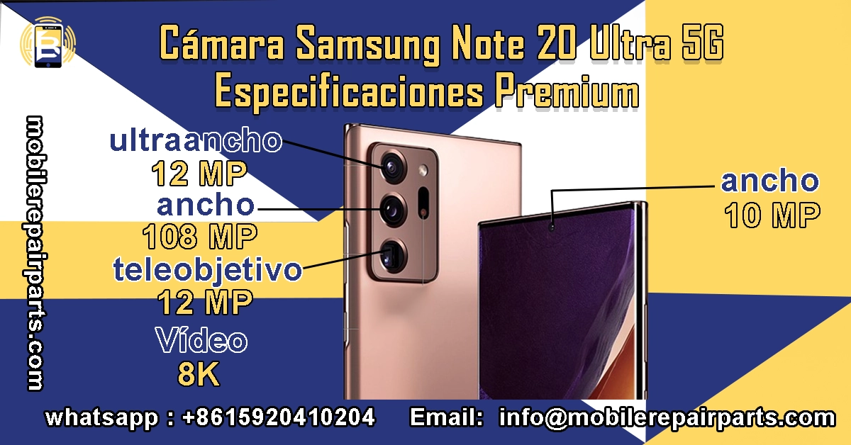 Especificaciones técnicas de la cámara Samsung Note 20 Ultra 5G para mayoristas.