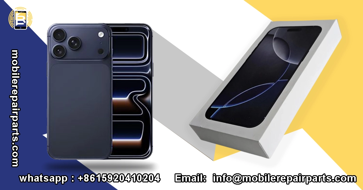 iPhone 17 Pro Max ao lado de sua embalagem.