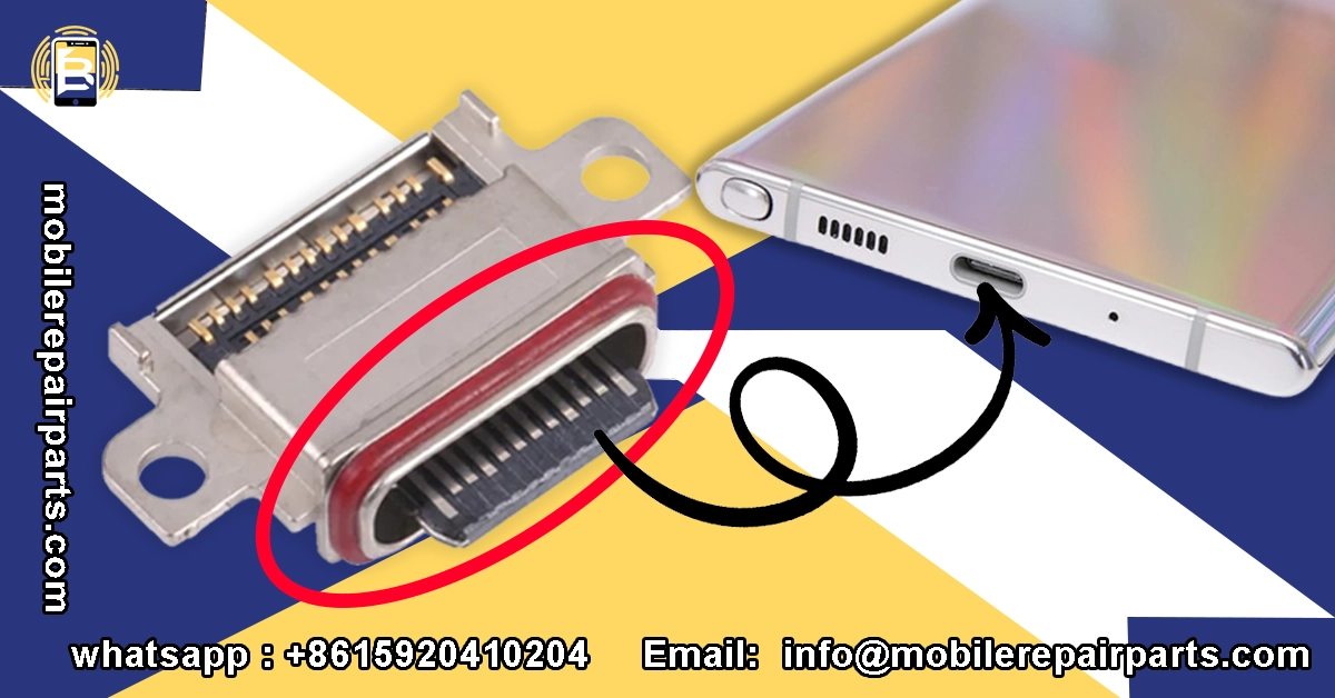 Puerto de carga tipo C y celular Samsung Note 10+ plateado