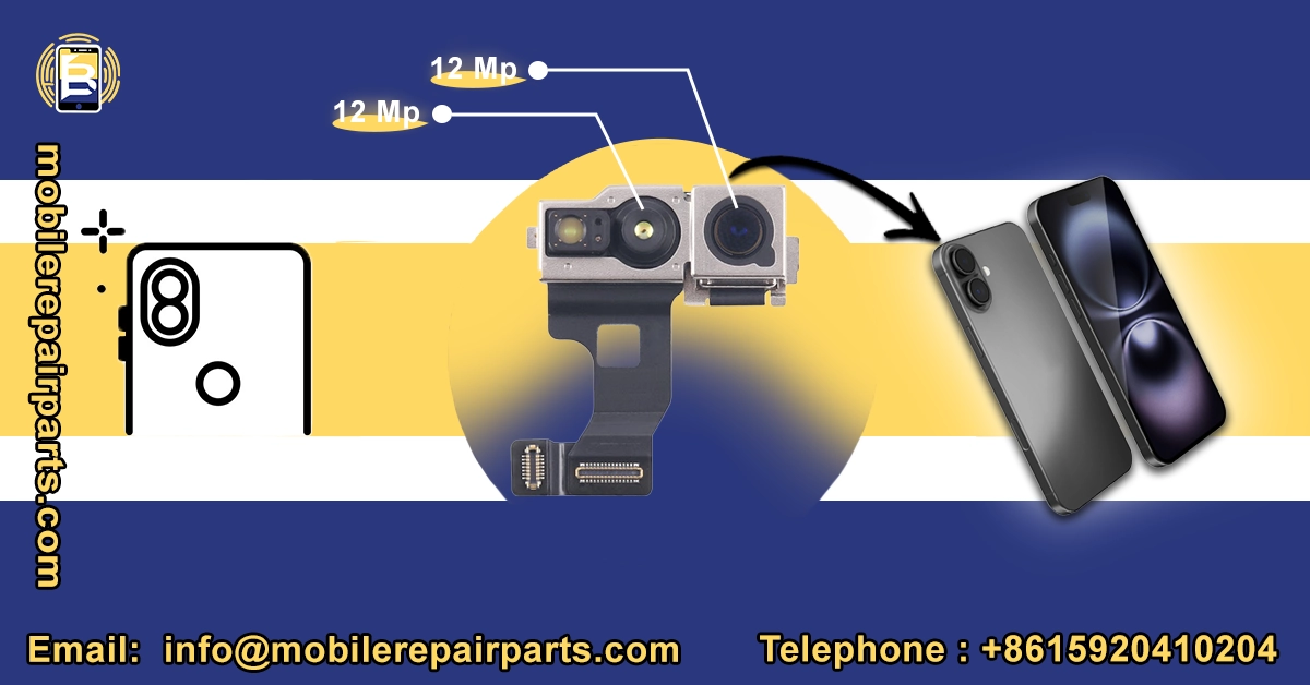 iPhone 16 Plus camera module showing dual 12MP lenses