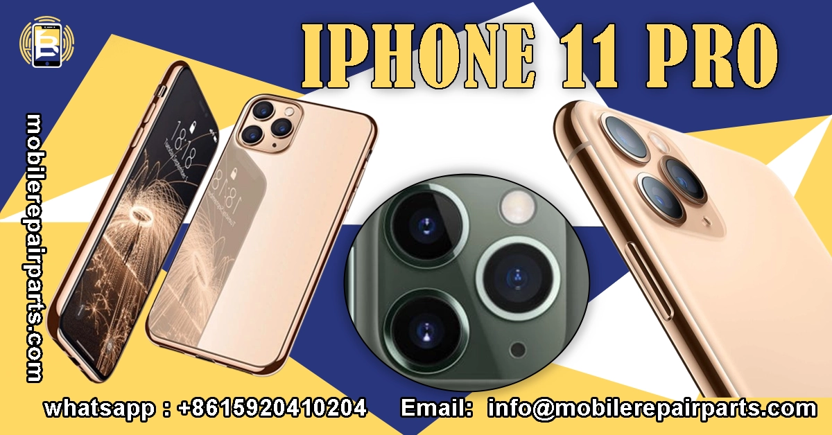iPhone 11 Pro with camera features and contact information