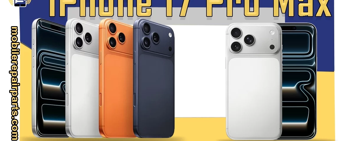 Vários modelos do iPhone 17 Pro Max em diferentes cores.