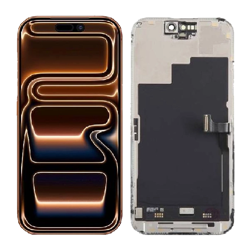 iPhone 17 Pro OLED screen with Ceramic Shield 2 glass, supporting ProMotion, HDR, True Tone, and Always-On display.