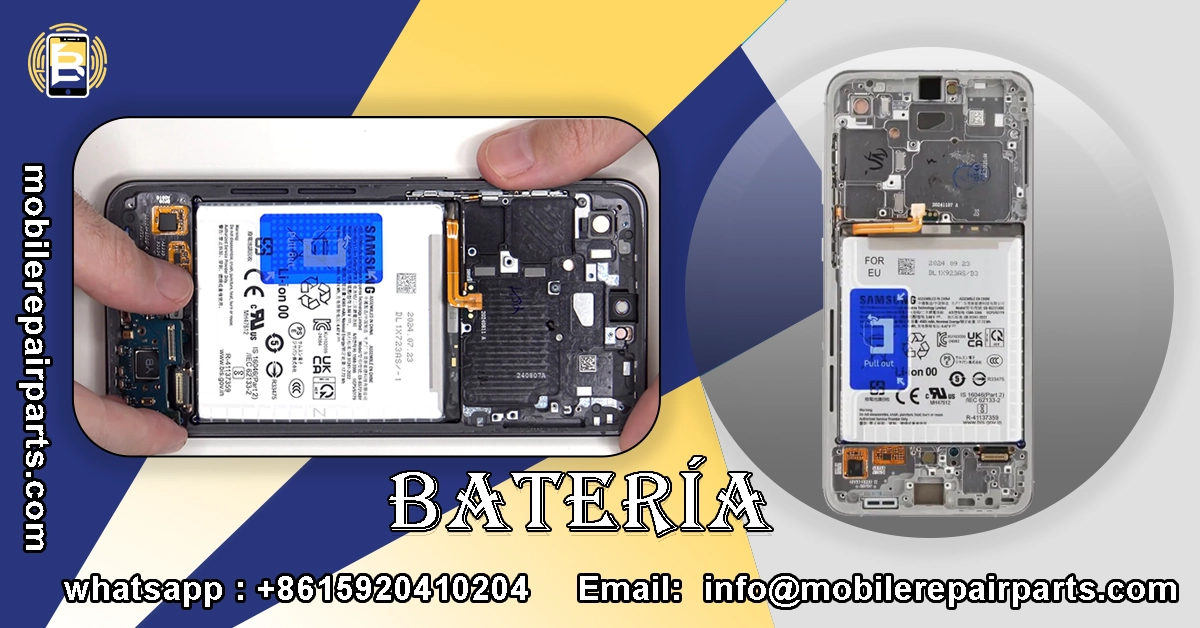 Samsung phone with internal battery installed and connected to the board.