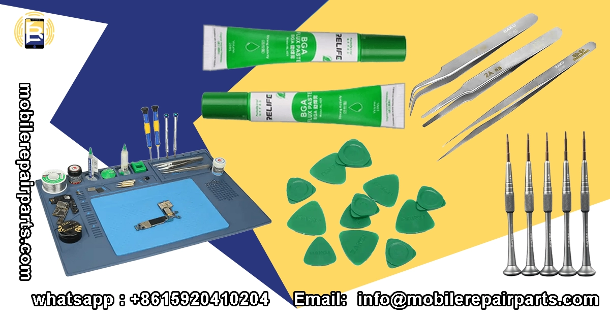 herramientas y productos de reparación, incluyendo pinzas, herramientas de palanca