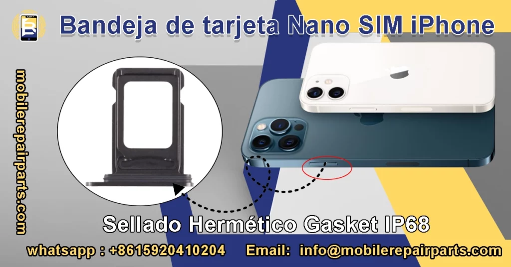 Bandeja Nano SIM iPhone con Gasket: posición correcta, contacto estable y protección IP68