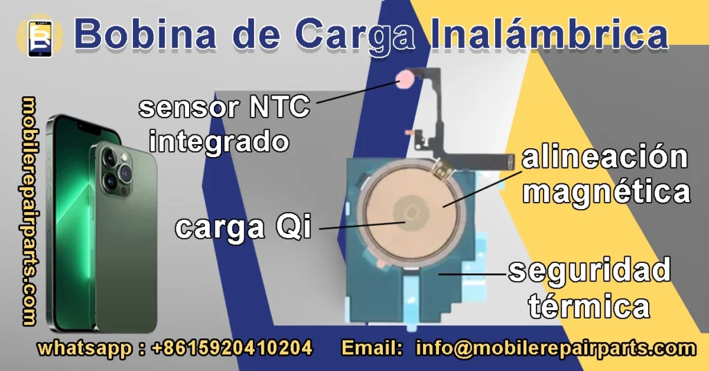 Bobina de carga inalámbrica iPhone MagSafe de cobre con sensor NTC, repuestos iPhone