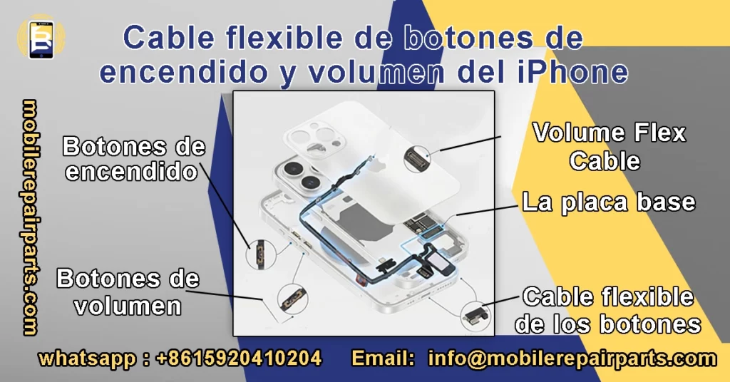 Cable flex de botones iPhone: transmite señales a la placa para respuesta precisa y funciones integradas