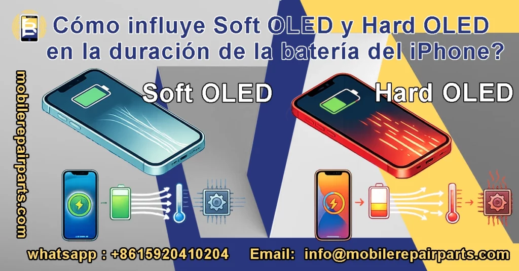 Diferencia en consumo de batería y rendimiento entre pantalla Soft OLED y Hard OLED en iPhone