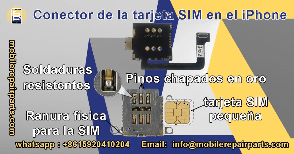 Conector SIM iPhone: pines dorados y soldadura resistente para evitar errores No SIM