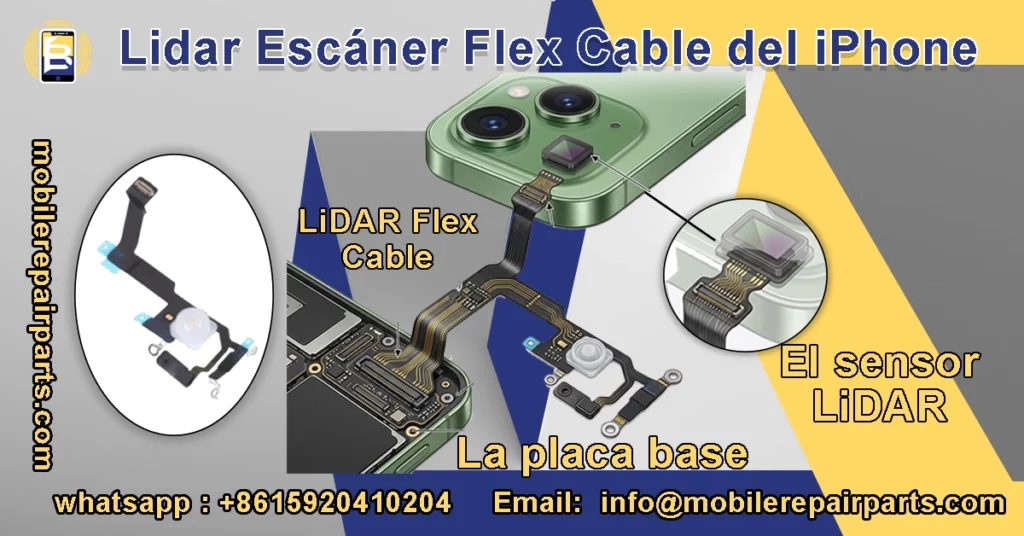 Lidar Escáner Flex Cable del iPhone: conecta sensor con placa para profundidad, enfoque y AR