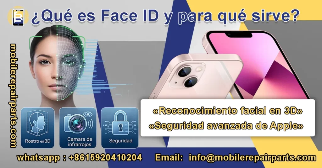 Diagrama del sistema Face ID con cámara infrarroja, proyector de puntos y sensores TrueDepth