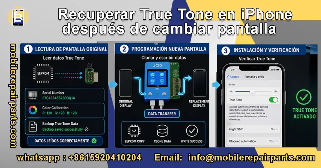 Transferir los datos de True Tone de la pantalla antigua del iPhone a la nueva mediante el dispositivo de programación JCID.