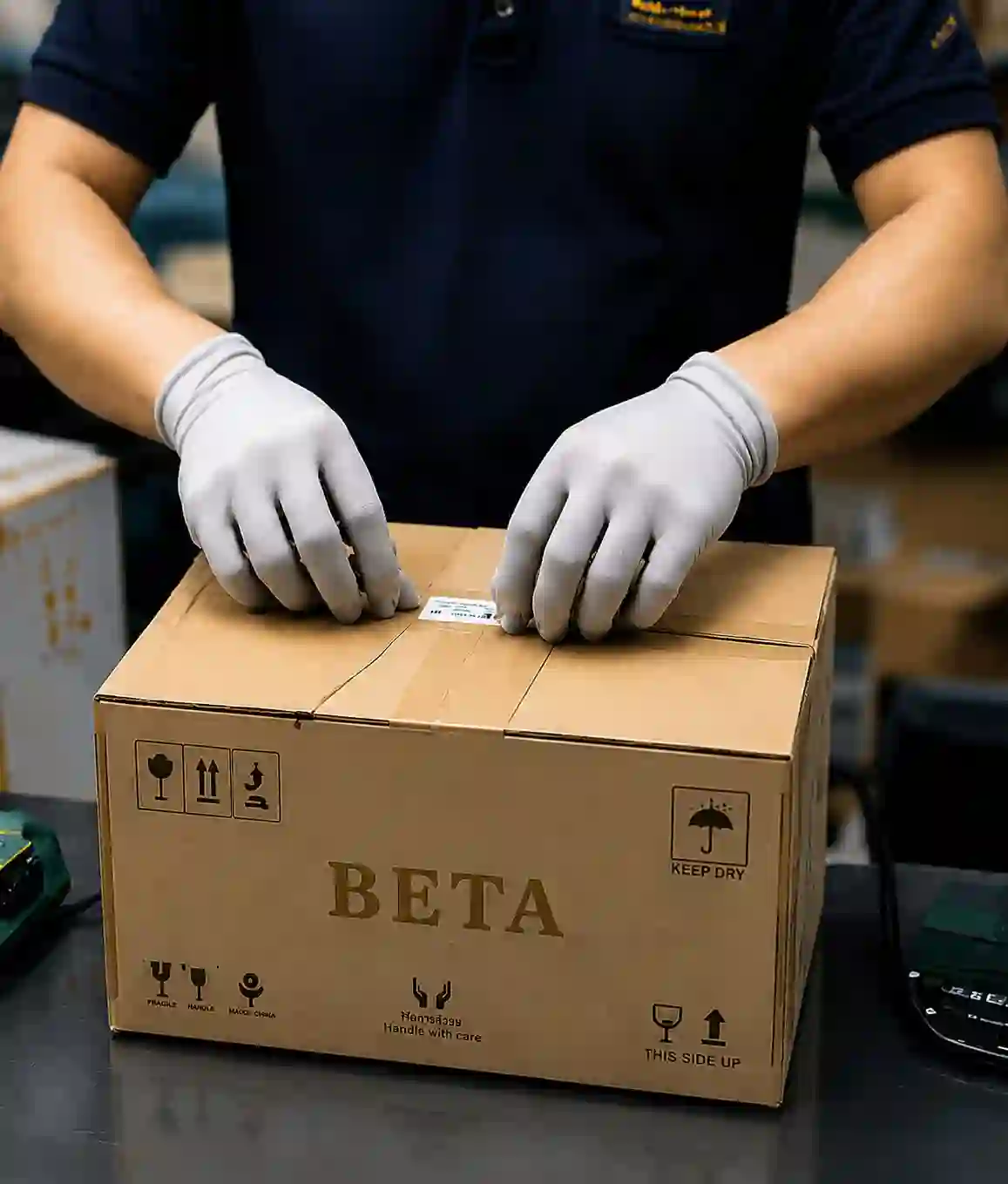 BETA branded carton packaging for repair parts shipment