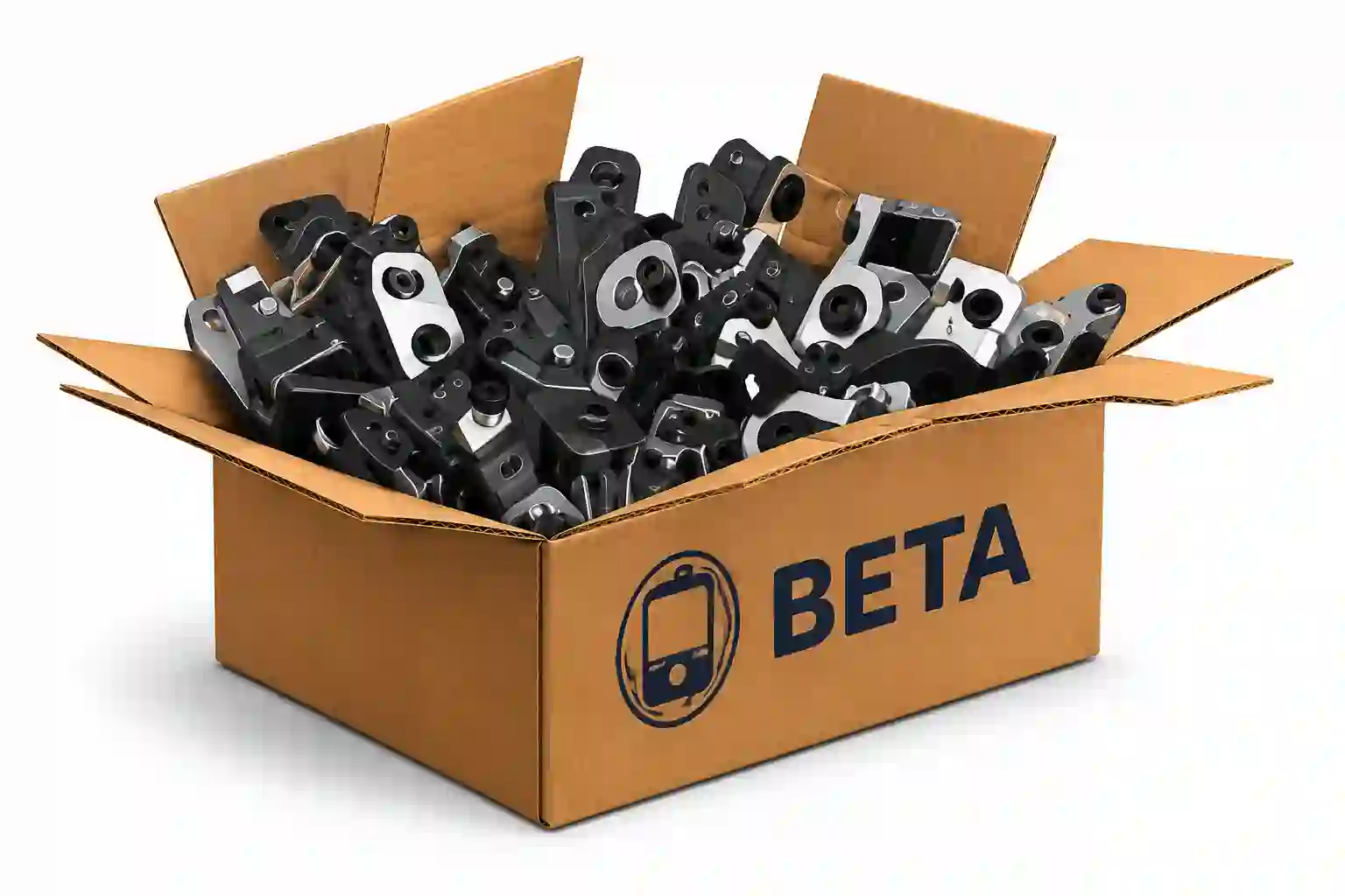 Box of wholesale mobile repair parts supplied by BETA