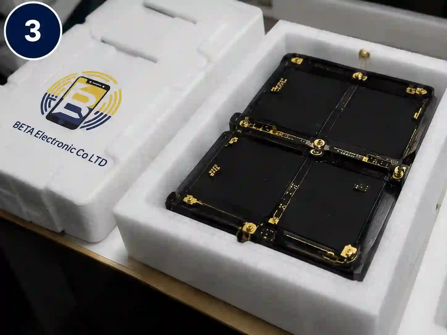 iPad Mini spare parts inventory arranged for secure packaging