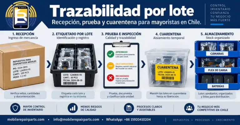 Trazabilidad por lote de repuestos iPhone: protocolo de recepción y cuarentena para mayoristas en Chile