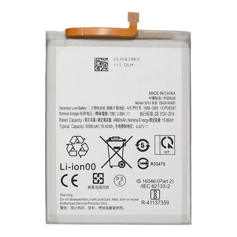 Batería de repuesto con la referencia EB-BA166ABY visible — Samsung Galaxy A17 4G / 5G
